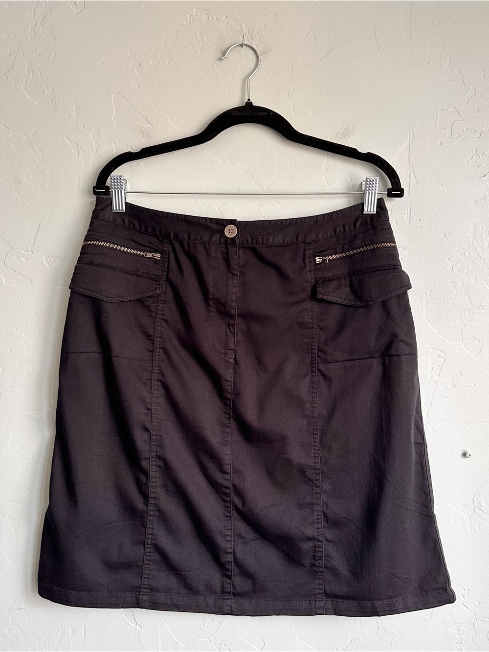Chico's Women’s Black Cotton Skirt Zip Pockets Size Large 12‎ Summer Outdoors